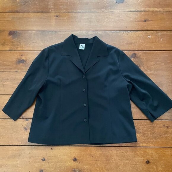 Vintage Cropped Black Blazer Plus Size 18 - Picture 2 of 7